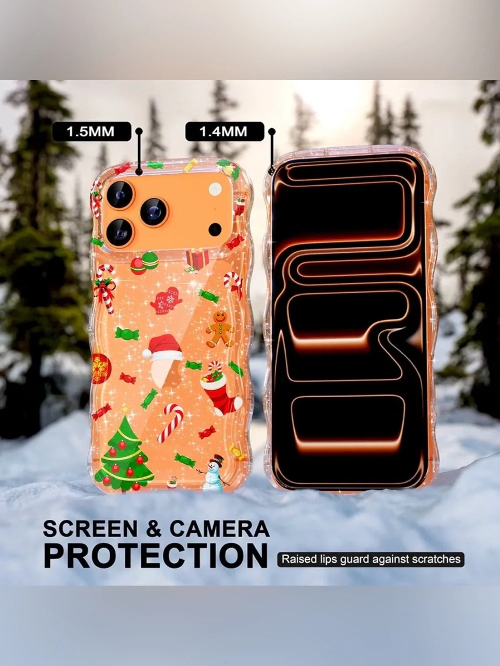Holiday Print CLEAR Shockproof Case for iPhone 17 Pro Max NWT 📱❤️🎄
